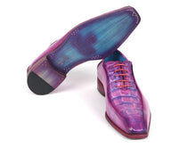 Load image into Gallery viewer, Paul Parkman Men's Purple Croco Textured Leather Bicycle Toe Oxfords
