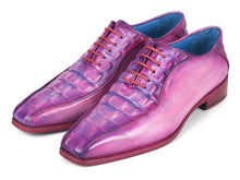 Load image into Gallery viewer, Paul Parkman Men's Purple Croco Textured Leather Bicycle Toe Oxfords
