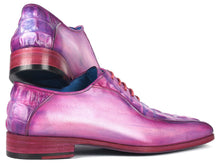 Load image into Gallery viewer, Paul Parkman Men's Purple Croco Textured Leather Bicycle Toe Oxfords
