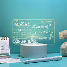 Load image into Gallery viewer, New Acrylic Transparent Luminous Calendar Note Board Erasable Ins

