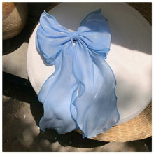Load image into Gallery viewer, New Women Girls Sweet Blue Shining Satin Bowknot Hair Clip Big Ribbon
