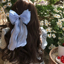 Load image into Gallery viewer, New Women Girls Sweet Blue Shining Satin Bowknot Hair Clip Big Ribbon
