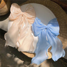 Load image into Gallery viewer, New Women Girls Sweet Blue Shining Satin Bowknot Hair Clip Big Ribbon
