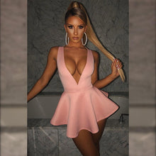 Load image into Gallery viewer, Women Sexy Halter Deep V Neck Backless Mini Dress
