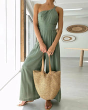 Load image into Gallery viewer, Single Shoulder Sling Rompers Loose Jumpsuit Solid Vintage Wide Leg
