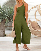Load image into Gallery viewer, Single Shoulder Sling Rompers Loose Jumpsuit Solid Vintage Wide Leg

