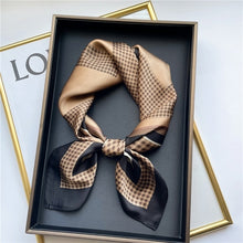 Load image into Gallery viewer, Plaid Silk Square Scarf Women Satin Shawl Wrap Hijab Female Hair Band
