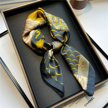 Load image into Gallery viewer, Plaid Silk Square Scarf Women Satin Shawl Wrap Hijab Female Hair Band
