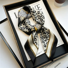 Load image into Gallery viewer, Plaid Silk Square Scarf Women Satin Shawl Wrap Hijab Female Hair Band
