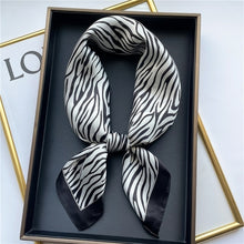 Load image into Gallery viewer, Plaid Silk Square Scarf Women Satin Shawl Wrap Hijab Female Hair Band
