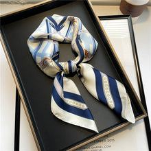 Load image into Gallery viewer, Plaid Silk Square Scarf Women Satin Shawl Wrap Hijab Female Hair Band
