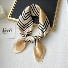 Load image into Gallery viewer, Plaid Silk Square Scarf Women Satin Shawl Wrap Hijab Female Hair Band
