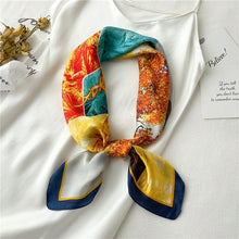 Load image into Gallery viewer, Plaid Silk Square Scarf Women Satin Shawl Wrap Hijab Female Hair Band
