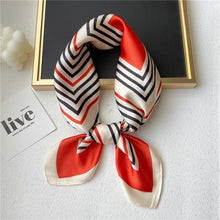 Load image into Gallery viewer, Plaid Silk Square Scarf Women Satin Shawl Wrap Hijab Female Hair Band
