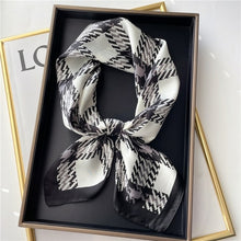 Load image into Gallery viewer, Plaid Silk Square Scarf Women Satin Shawl Wrap Hijab Female Hair Band
