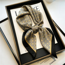 Load image into Gallery viewer, Plaid Silk Square Scarf Women Satin Shawl Wrap Hijab Female Hair Band
