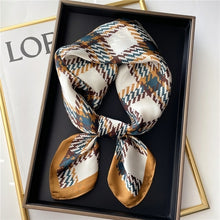 Load image into Gallery viewer, Plaid Silk Square Scarf Women Satin Shawl Wrap Hijab Female Hair Band
