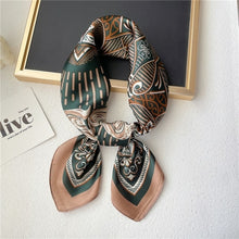 Load image into Gallery viewer, Plaid Silk Square Scarf Women Satin Shawl Wrap Hijab Female Hair Band
