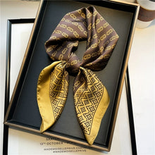 Load image into Gallery viewer, Plaid Silk Square Scarf Women Satin Shawl Wrap Hijab Female Hair Band
