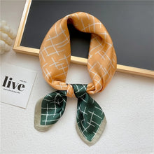 Load image into Gallery viewer, Plaid Silk Square Scarf Women Satin Shawl Wrap Hijab Female Hair Band
