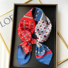 Load image into Gallery viewer, Plaid Silk Square Scarf Women Satin Shawl Wrap Hijab Female Hair Band
