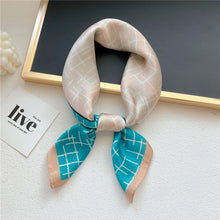 Load image into Gallery viewer, Plaid Silk Square Scarf Women Satin Shawl Wrap Hijab Female Hair Band
