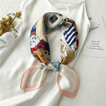 Load image into Gallery viewer, Plaid Silk Square Scarf Women Satin Shawl Wrap Hijab Female Hair Band
