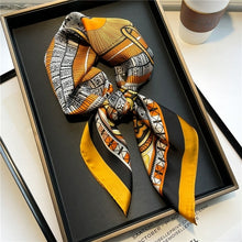 Load image into Gallery viewer, Plaid Silk Square Scarf Women Satin Shawl Wrap Hijab Female Hair Band
