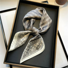 Load image into Gallery viewer, Plaid Silk Square Scarf Women Satin Shawl Wrap Hijab Female Hair Band
