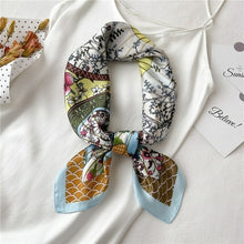 Load image into Gallery viewer, Plaid Silk Square Scarf Women Satin Shawl Wrap Hijab Female Hair Band
