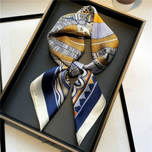 Load image into Gallery viewer, Plaid Silk Square Scarf Women Satin Shawl Wrap Hijab Female Hair Band

