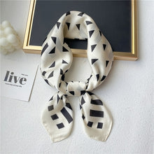 Load image into Gallery viewer, Plaid Silk Square Scarf Women Satin Shawl Wrap Hijab Female Hair Band
