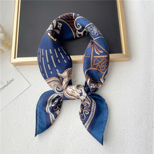 Load image into Gallery viewer, Plaid Silk Square Scarf Women Satin Shawl Wrap Hijab Female Hair Band
