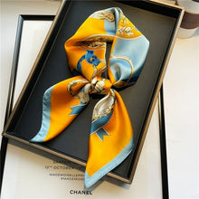 Load image into Gallery viewer, Plaid Silk Square Scarf Women Satin Shawl Wrap Hijab Female Hair Band
