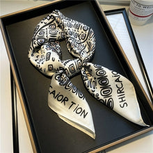 Load image into Gallery viewer, Plaid Silk Square Scarf Women Satin Shawl Wrap Hijab Female Hair Band
