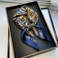Load image into Gallery viewer, Plaid Silk Square Scarf Women Satin Shawl Wrap Hijab Female Hair Band
