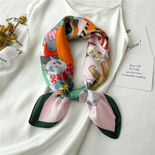 Load image into Gallery viewer, Plaid Silk Square Scarf Women Satin Shawl Wrap Hijab Female Hair Band
