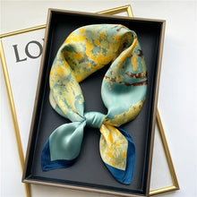 Load image into Gallery viewer, Plaid Silk Square Scarf Women Satin Shawl Wrap Hijab Female Hair Band
