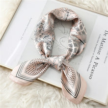 Load image into Gallery viewer, Plaid Silk Square Scarf Women Satin Shawl Wrap Hijab Female Hair Band
