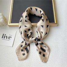 Load image into Gallery viewer, Plaid Silk Square Scarf Women Satin Shawl Wrap Hijab Female Hair Band

