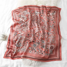 Load image into Gallery viewer, Plaid Silk Square Scarf Women Satin Shawl Wrap Hijab Female Hair Band

