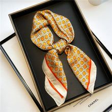 Load image into Gallery viewer, Plaid Silk Square Scarf Women Satin Shawl Wrap Hijab Female Hair Band
