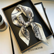 Load image into Gallery viewer, Plaid Silk Square Scarf Women Satin Shawl Wrap Hijab Female Hair Band
