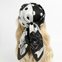 Load image into Gallery viewer, Plaid Silk Square Scarf Women Satin Shawl Wrap Hijab Female Hair Band
