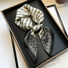 Load image into Gallery viewer, Plaid Silk Square Scarf Women Satin Shawl Wrap Hijab Female Hair Band
