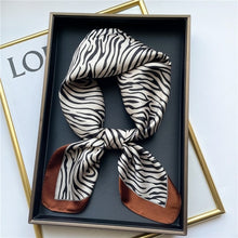 Load image into Gallery viewer, Plaid Silk Square Scarf Women Satin Shawl Wrap Hijab Female Hair Band
