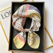 Load image into Gallery viewer, Plaid Silk Square Scarf Women Satin Shawl Wrap Hijab Female Hair Band
