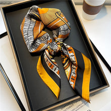 Load image into Gallery viewer, Plaid Silk Square Scarf Women Satin Shawl Wrap Hijab Female Hair Band

