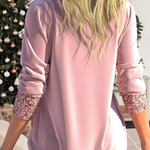 Load image into Gallery viewer, Popular Lady Blouse  Sequins Patchwork Fake Two Piece Female Top
