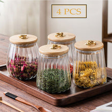 Load image into Gallery viewer, Preferential Sets Wood Lid Glass Airtight Canister Kitchen Storage Jar

